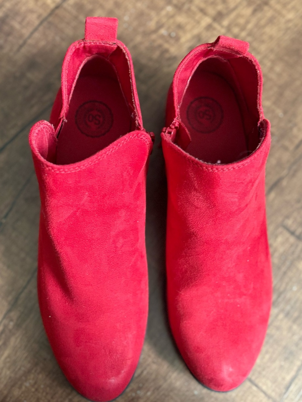 SO "Angelfish" Women's Sz 8 Faux-Suede Ankle Boots side zip - Picture 5 of 9